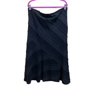 Lena Gabrielle Womens Vintage Black Fringe Modest Twill Flare Long Skirt Sz 14